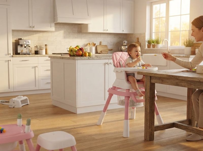 Babyliebe 15-in-1 high chair split into a booster seat and an activity center
